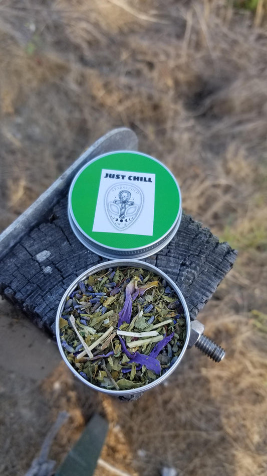 JUST CHILL- Relaxing Tea Blend, Organic Herbal Blends, Loose Leaf Blend (1oz)