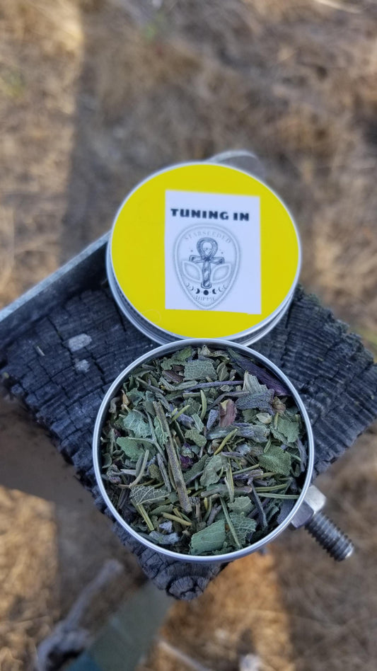 TUNING IN- Focus and Clarity Blend, Organic Herbal Tea Blend, Gourmet Tea Blend (1oz)